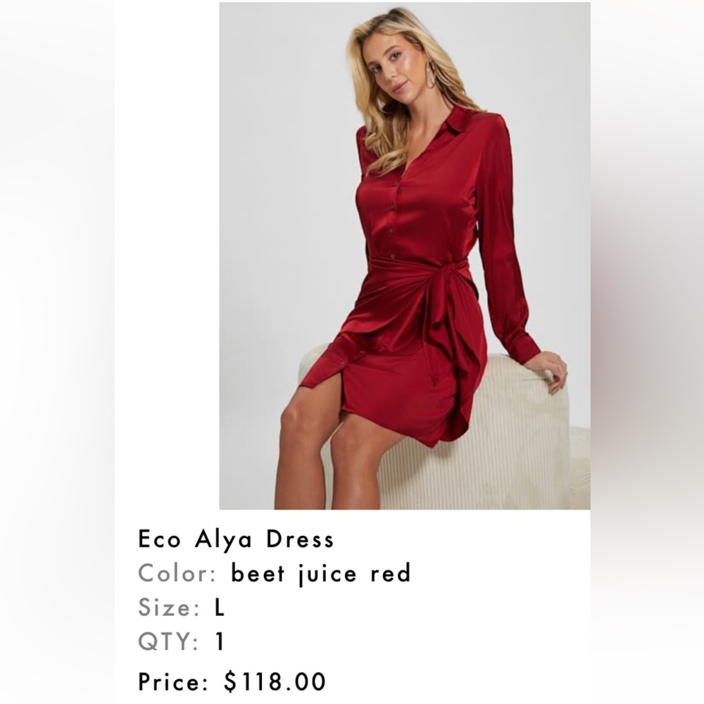 Guess Red Satin Wrap Dress (New with tags!)